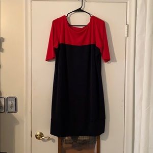 Red/navy blue dress